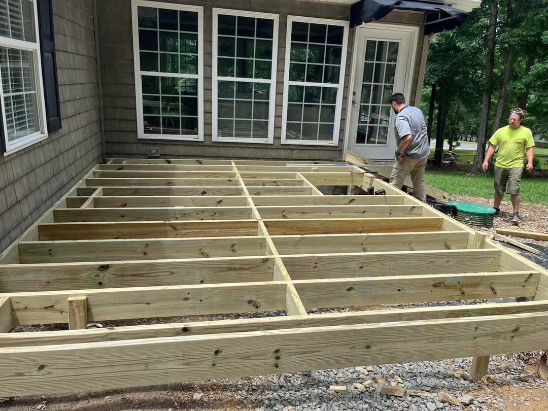 Pressure-treated deck framing and joists being built, Chattanooga TN area