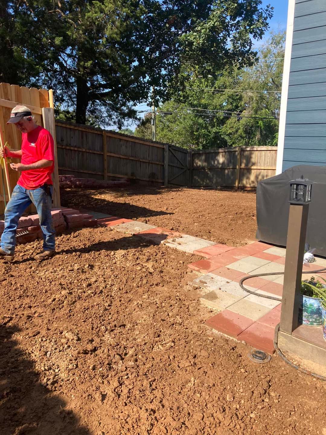 Paver walkway laid during a backyard regrade, Chattanooga TN area